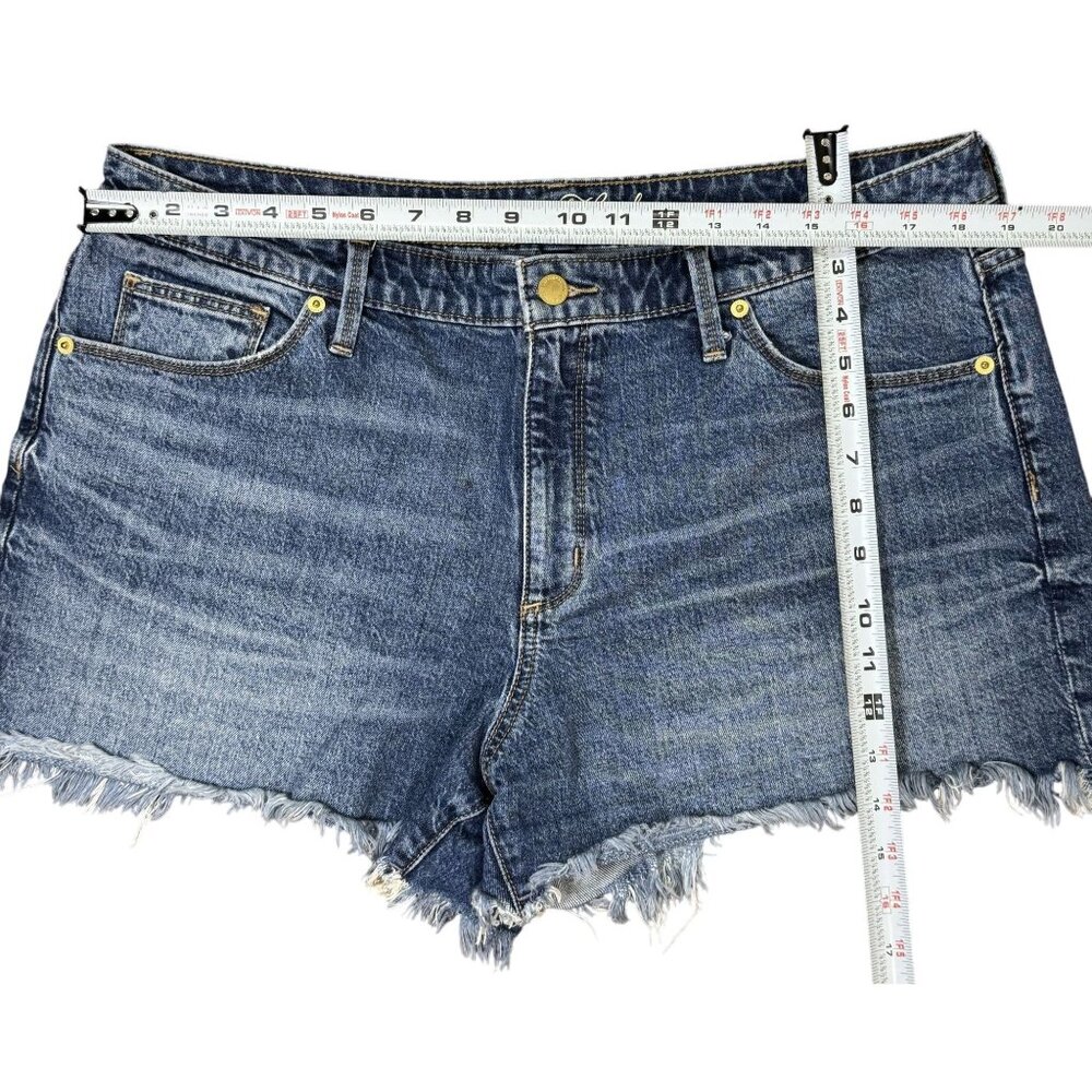 Universal Thread High Rise Shortie Women's 16/33 R Blue Denim Frayed Hem - Picture 6 of 8